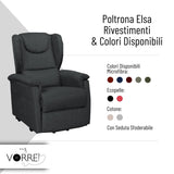 Poltrona Relax 1 o 2 Motori | Dispositivo Medico Classe 1 | Seduta Sfoderabile Rivestimento in 3 Tipi | Elsa