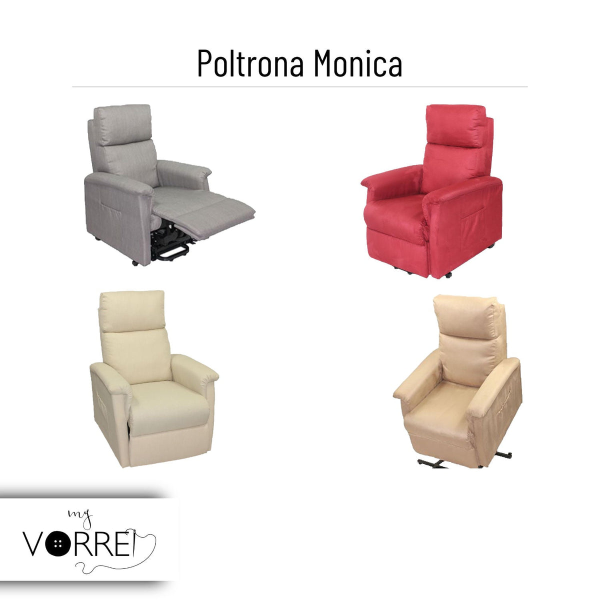 Poltrona Relax | Seduta Sfoderabile | Dispositivo Medico IVA 4% per gli Aventi diritto | a 1 o 2 Motori | Rivestimento Microfibra | Monica
