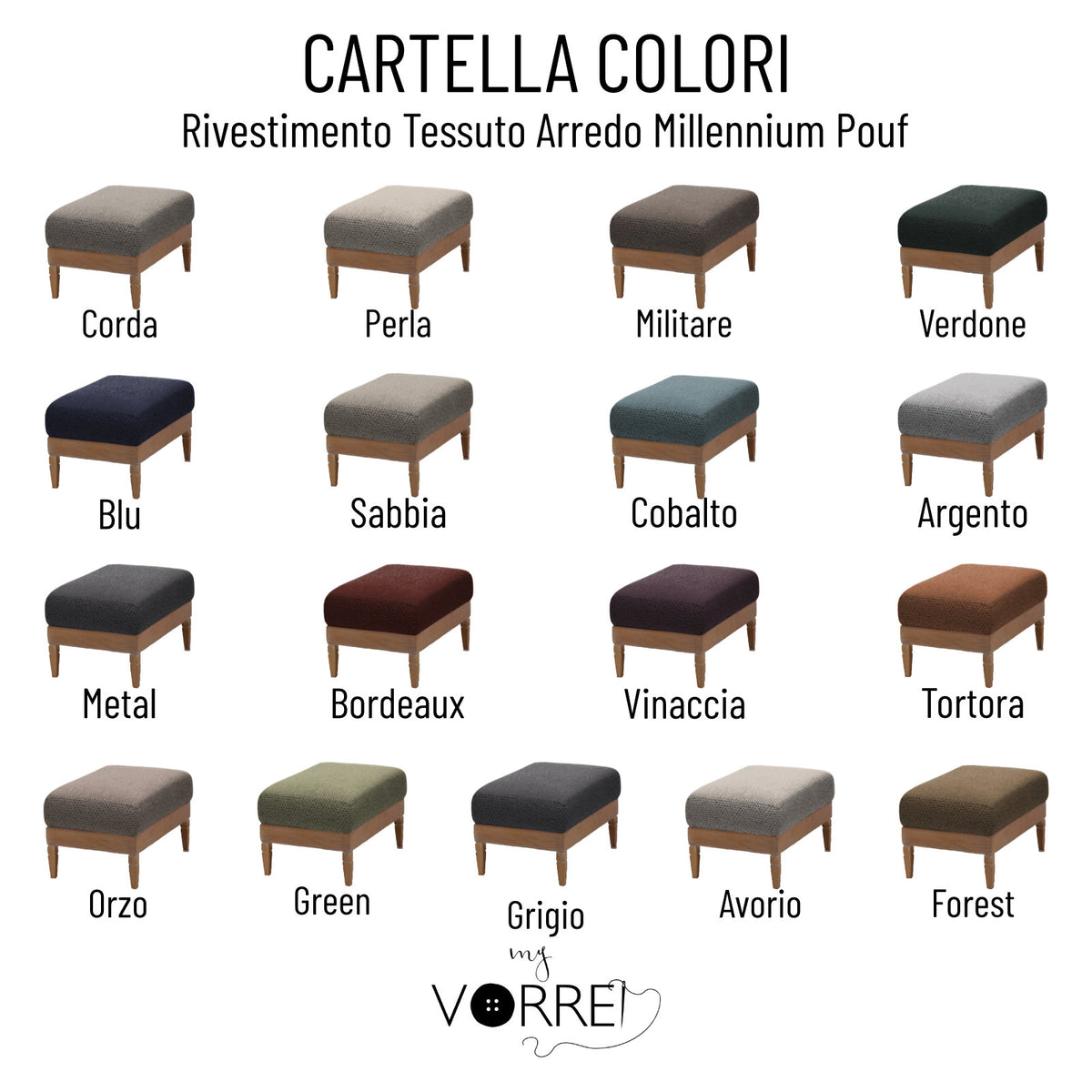 Pouf in Vera Pelle o Tessutoin 2 Misure | 32 Colori | Spedizione Gratuita dei campioni della Pelle e Tessuto in tutta Europa