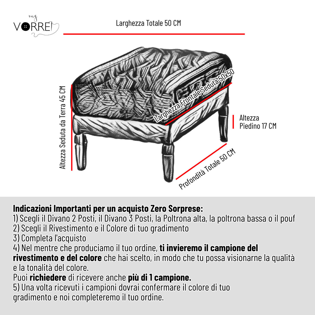 Pouf in Vera Pelle o Tessutoin 2 Misure | 32 Colori | Spedizione Gratuita dei campioni della Pelle e Tessuto in tutta Europa