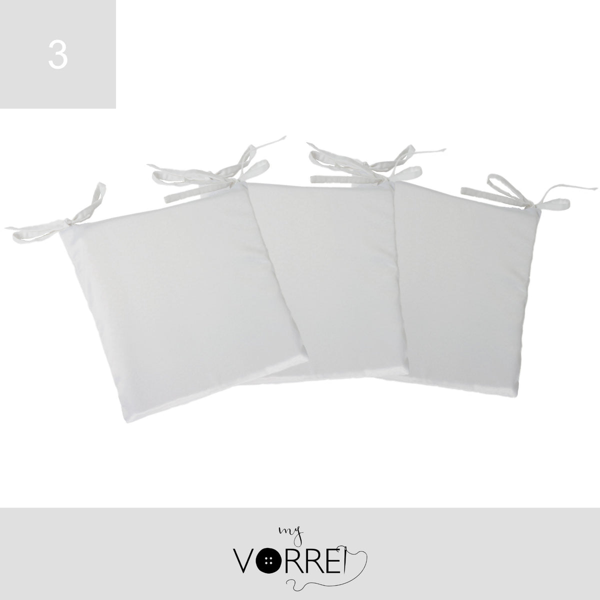 Cuscino Sedia Roma cm 40x40 spessore cm 4 sfoderabile con chiusura lampo | 3 pezzi