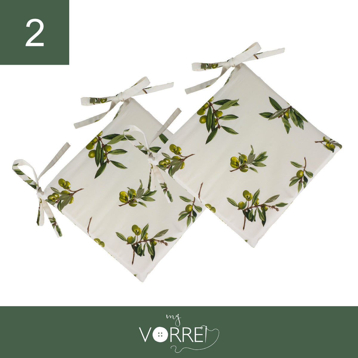 Cuscino Sedia Olive | 40x40cm, spessore 4cm, sfoderabile con chiusura lampo