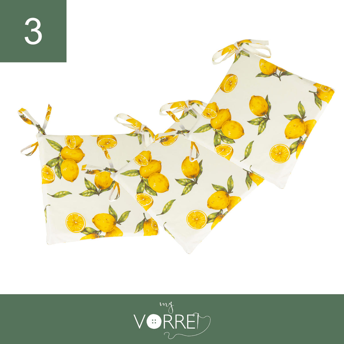 Cuscino Sedia Limone New | 40x40cm, spessore 4cm, sfoderabile con chiusura lampo