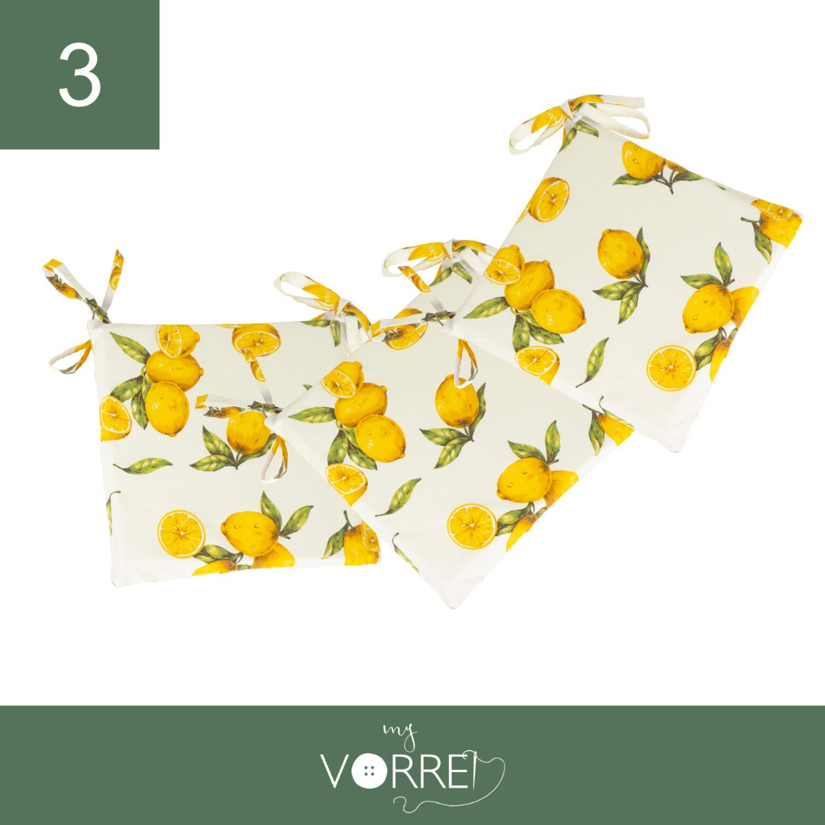 Cuscino Sedia Limone New | 40x40cm, spessore 4cm, sfoderabile con chiusura lampo