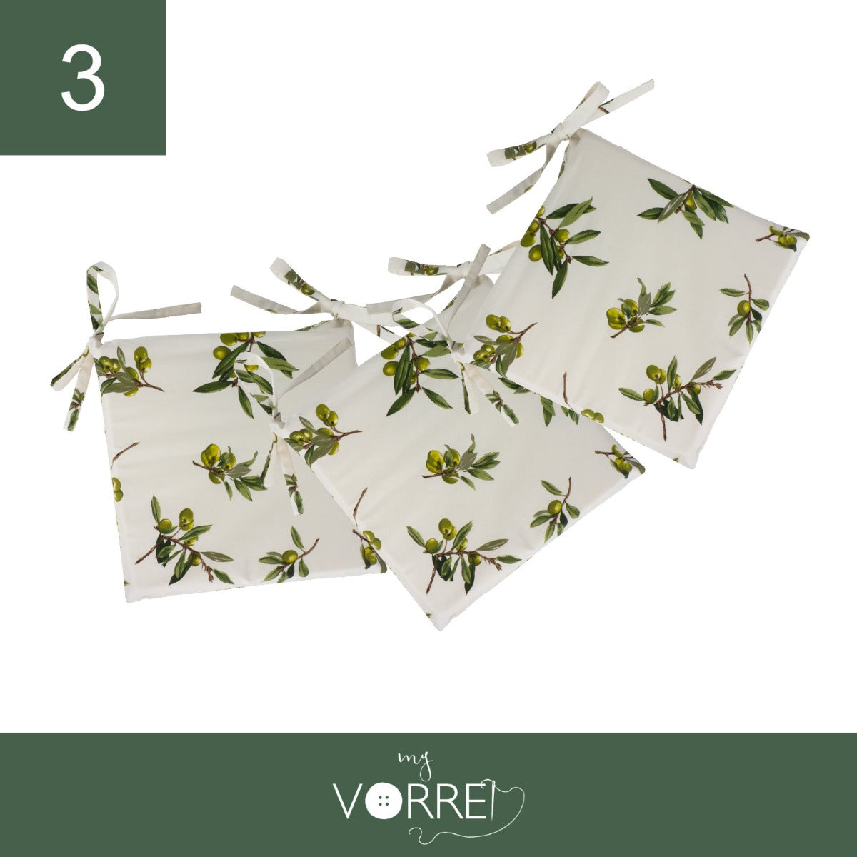 Cuscino Sedia Olive | 40x40cm, spessore 4cm, sfoderabile con chiusura lampo