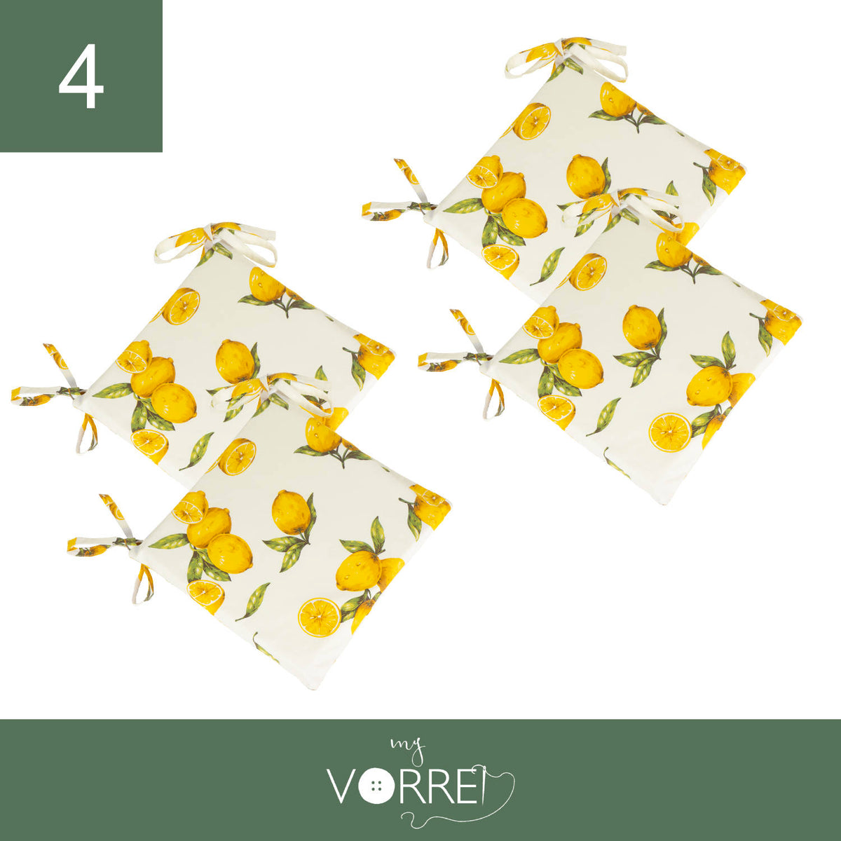Cuscino Sedia Limone New | 40x40cm, spessore 4cm, sfoderabile con chiusura lampo
