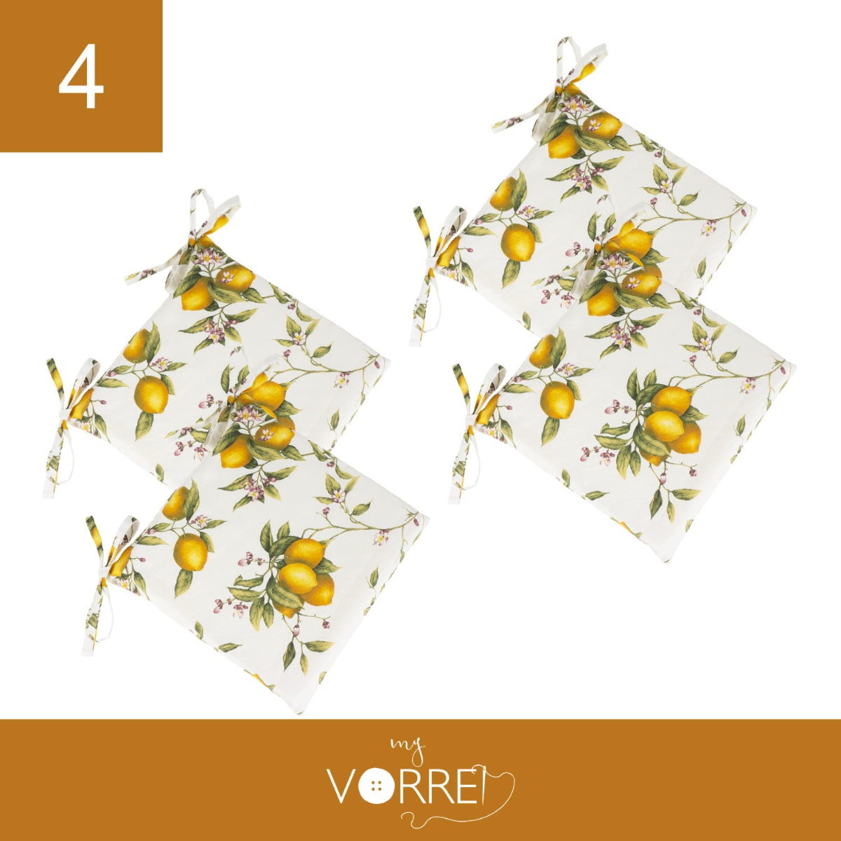 Cuscino Sedia Limone Old | 40x40cm, spessore 4cm, sfoderabile con chiusura lampo