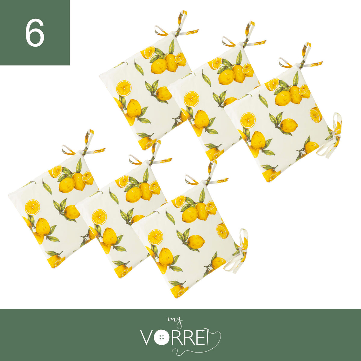 Cuscino Sedia Limone New | 40x40cm, spessore 4cm, sfoderabile con chiusura lampo