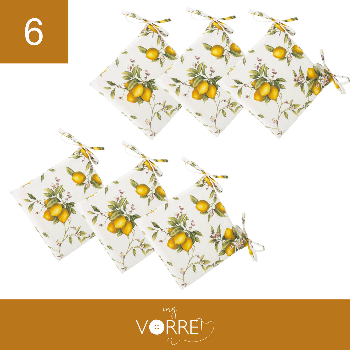 Cuscino Sedia Limone Old | 40x40cm, spessore 4cm, sfoderabile con chiusura lampo