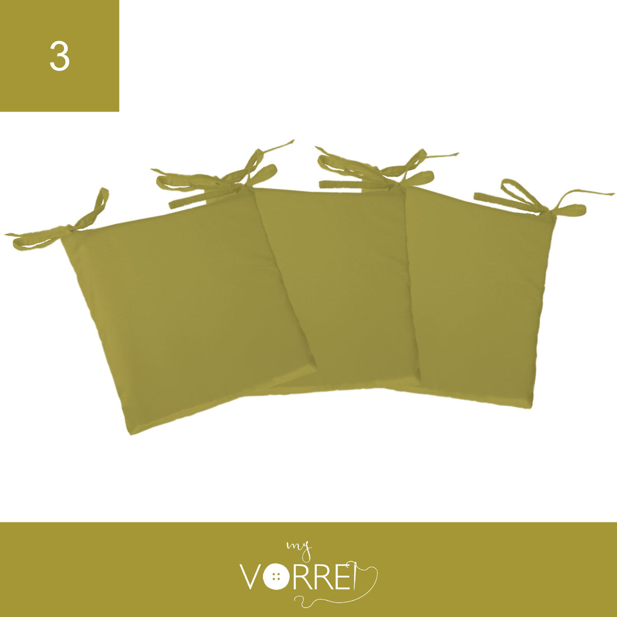 Cuscino Sedia Roma cm 40x40 spessore cm 4 sfoderabile con chiusura lampo | 3 pezzi