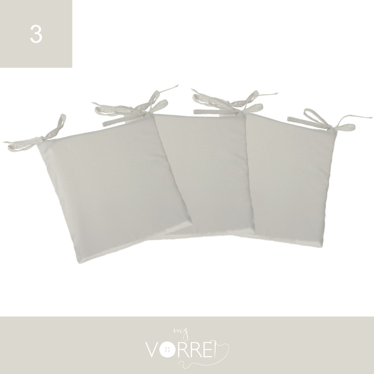 Cuscino Sedia Roma cm 40x40 spessore cm 4 sfoderabile con chiusura lampo | 3 pezzi