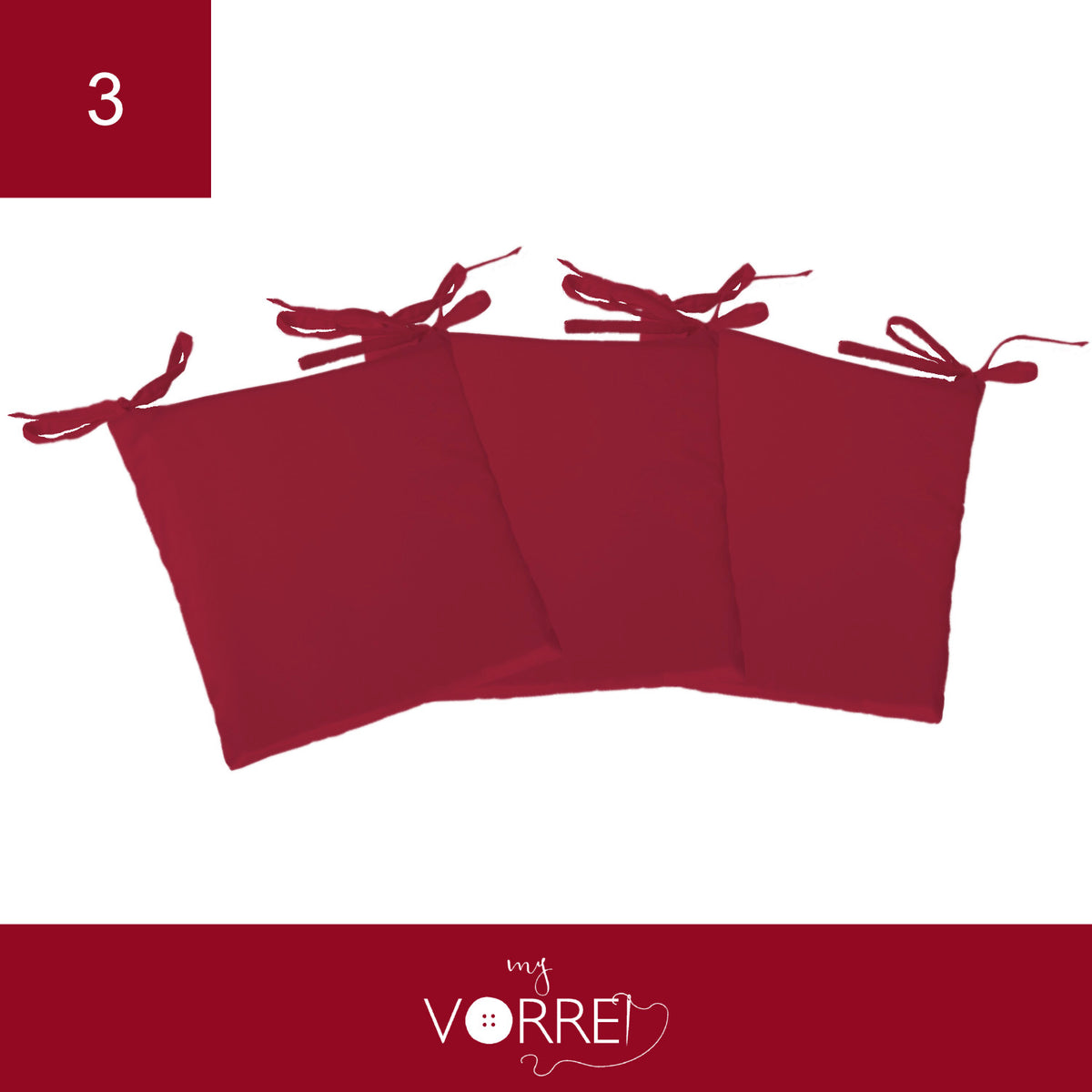 Cuscino Sedia Roma cm 40x40 spessore cm 4 sfoderabile con chiusura lampo | 3 pezzi