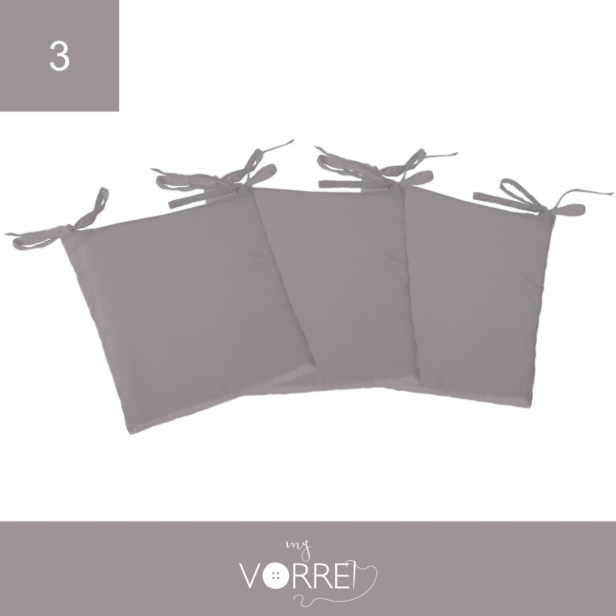Cuscino Sedia Roma cm 40x40 spessore cm 4 sfoderabile con chiusura lampo | 3 pezzi