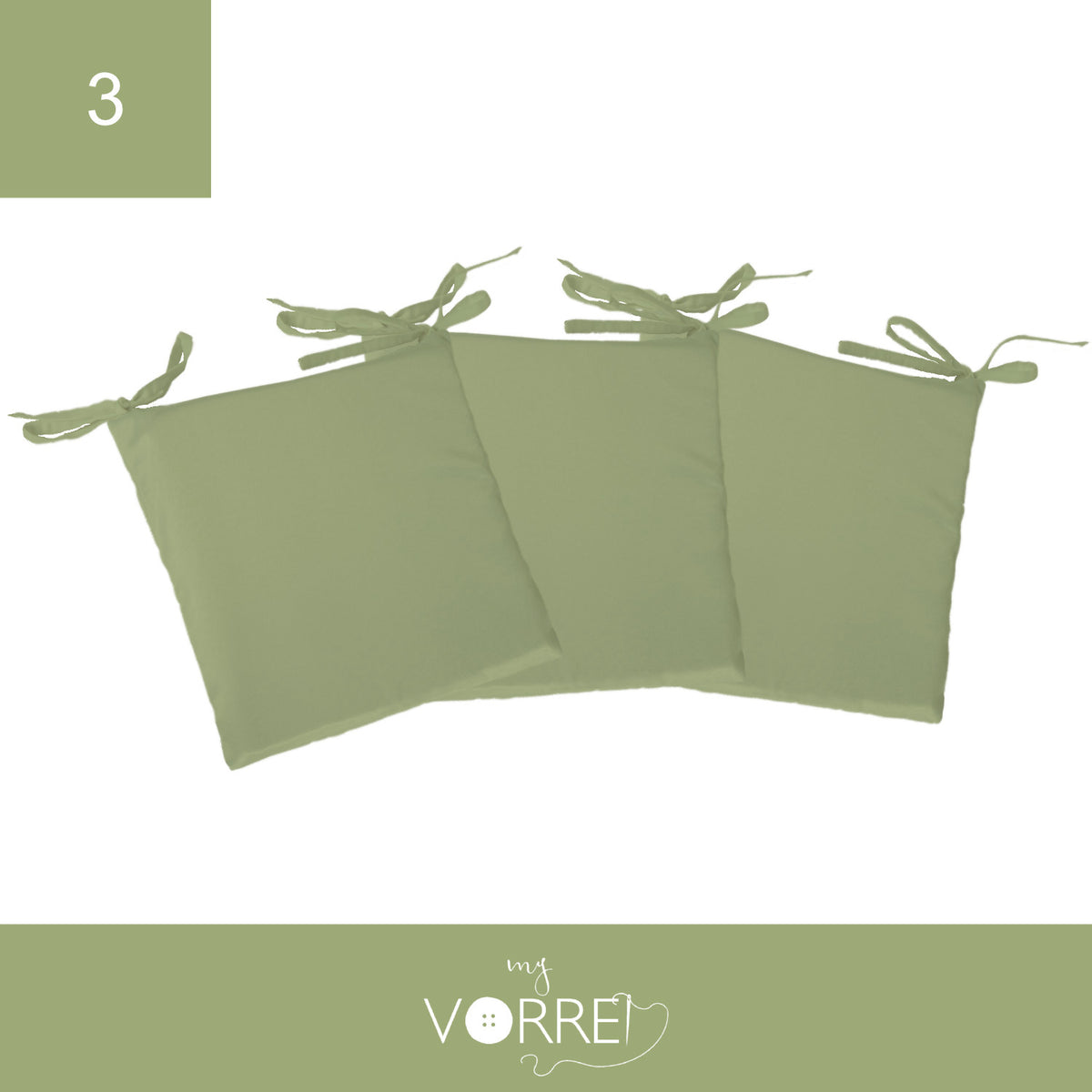 Cuscino Sedia Roma cm 40x40 spessore cm 4 sfoderabile con chiusura lampo | 3 pezzi