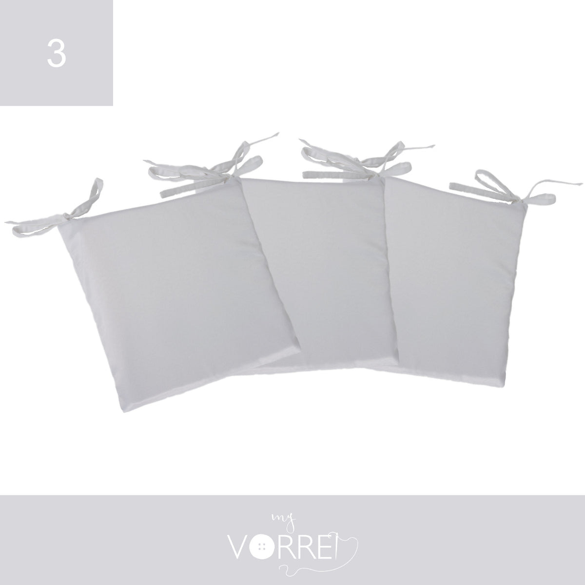 Cuscino Sedia Roma cm 40x40 spessore cm 4 sfoderabile con chiusura lampo | 3 pezzi