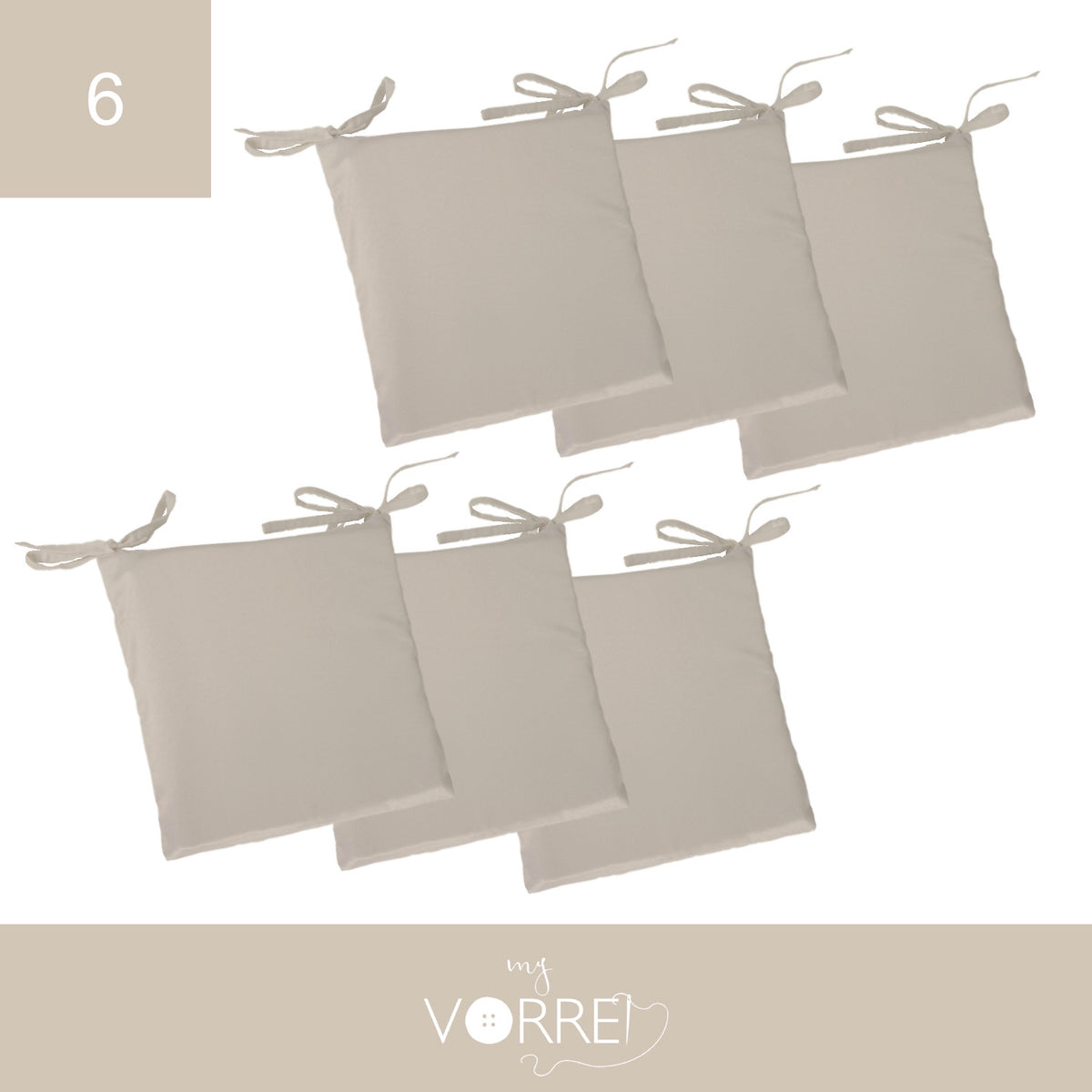Cuscino Sedia Roma cm 40x40 spessore cm 4 sfoderabile con chiusura lampo | 6 Pezzi