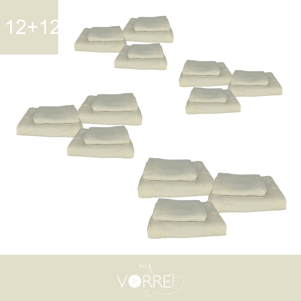 Coppia Spugna Viso+Ospite (12+12) Gr 450 MQ Cotone 100%| Misura Viso 60x110cm - Ospite 35x53cm