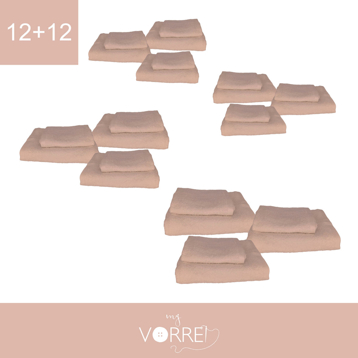 Coppia Spugna Viso+Ospite (12+12) Gr 450 MQ Cotone 100%| Misura Viso 60x110cm - Ospite 35x53cm