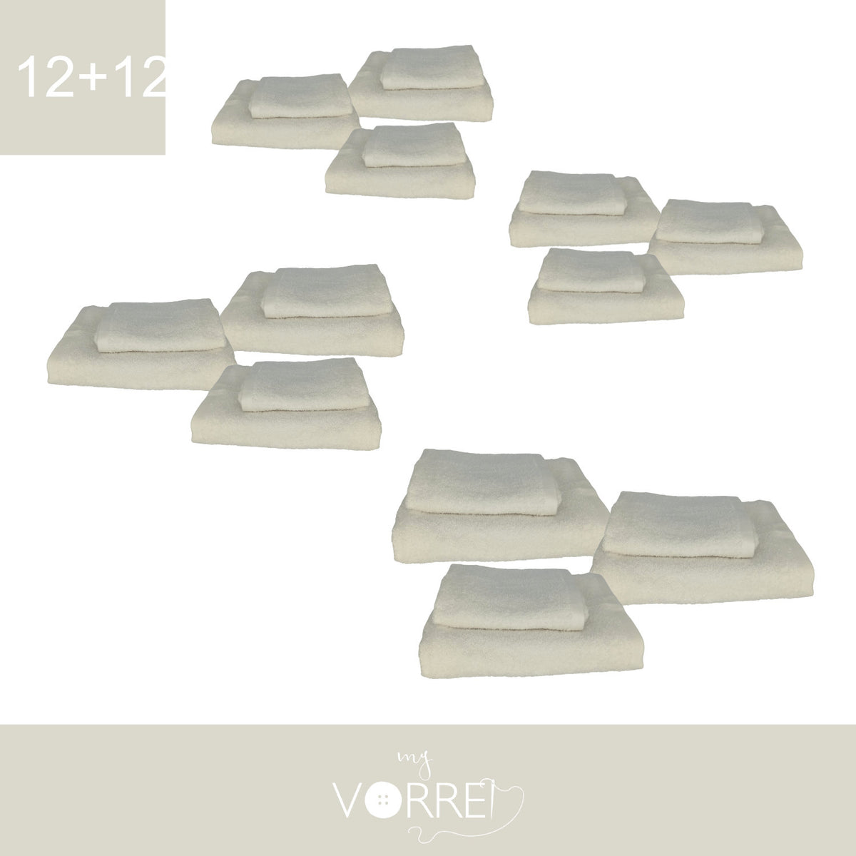 Coppia Spugna Viso+Ospite (12+12) Gr 450 MQ Cotone 100%| Misura Viso 60x110cm - Ospite 35x53cm