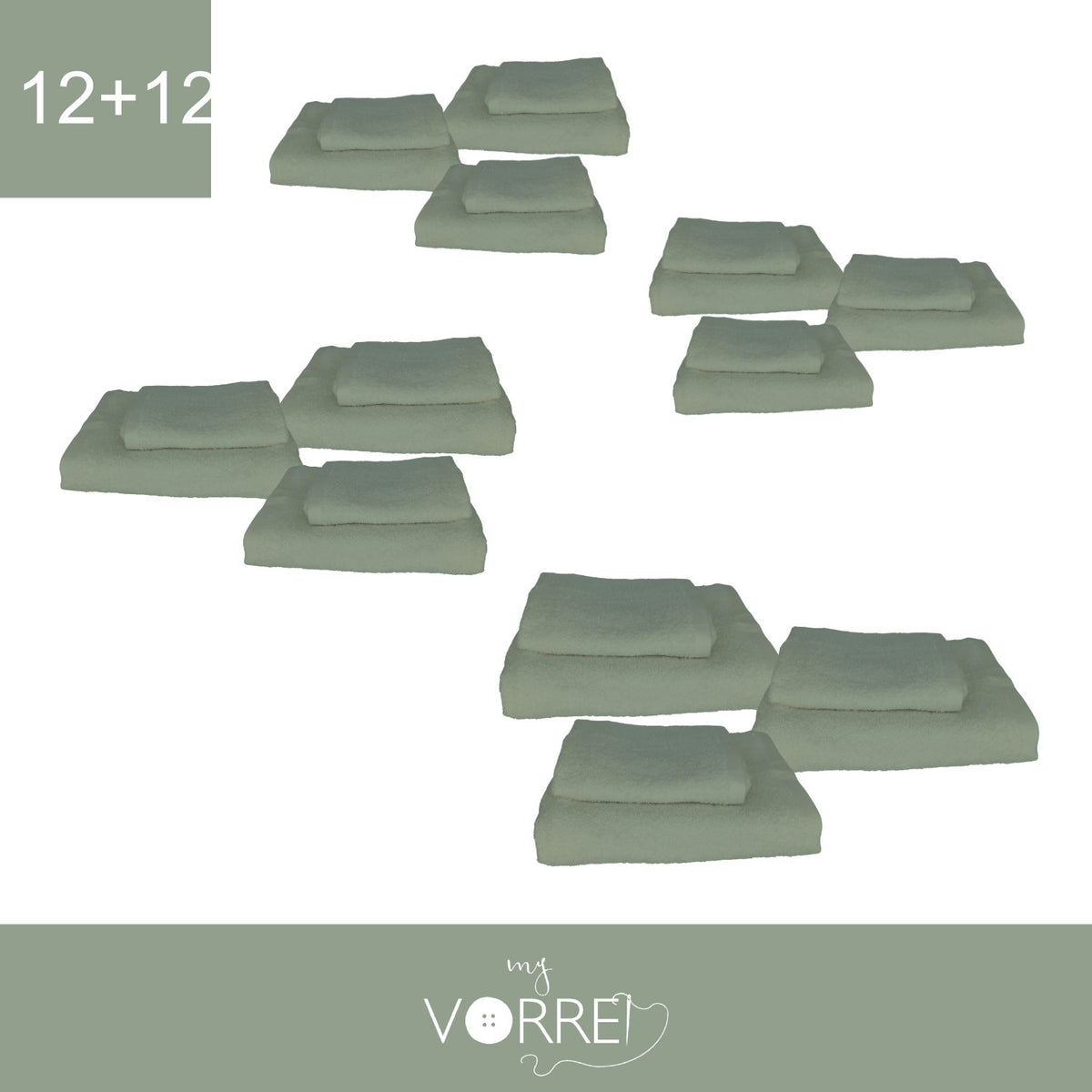 Coppia Spugna Viso+Ospite (12+12) Gr 450 MQ Cotone 100%| Misura Viso 60x110cm - Ospite 35x53cm