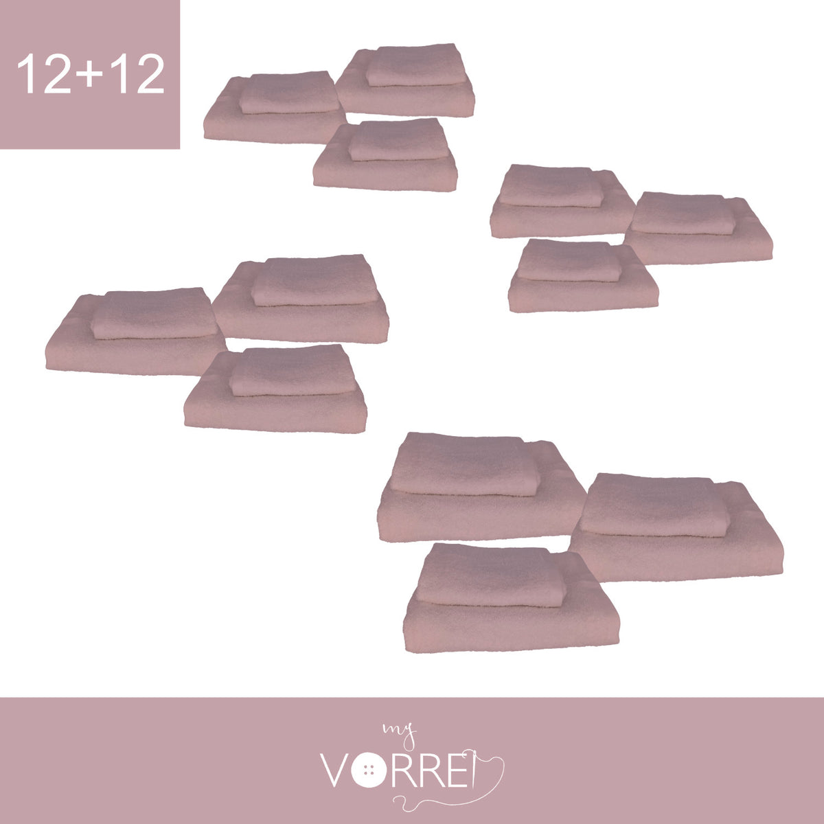 Coppia Spugna Viso+Ospite (12+12) Gr 450 MQ Cotone 100%| Misura Viso 60x110cm - Ospite 35x53cm