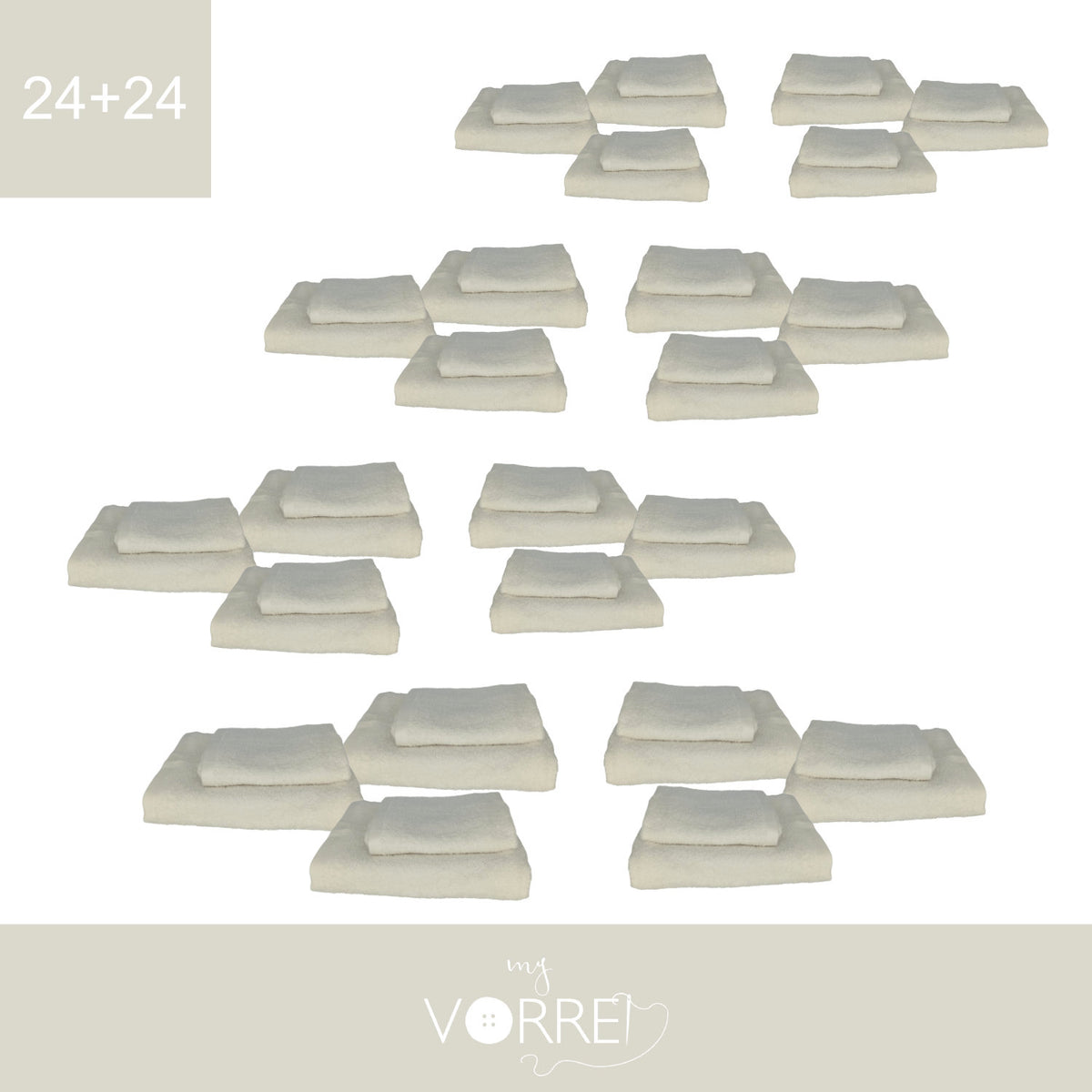 Coppia Spugna Viso+Ospite (24+24) Gr 450 MQ Cotone 100%| Misura Viso 60x110cm - Ospite 35x53cm