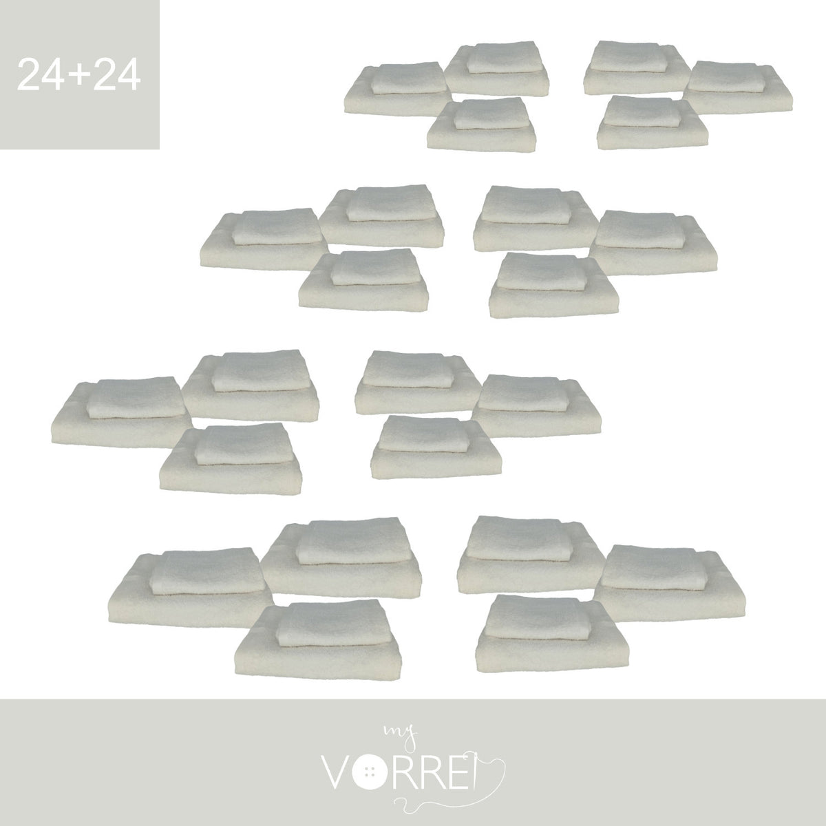Coppia Spugna Viso+Ospite (24+24) Gr 450 MQ Cotone 100%| Misura Viso 60x110cm - Ospite 35x53cm