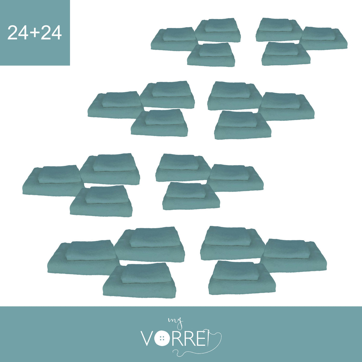 Coppia Spugna Viso+Ospite (24+24) Gr 450 MQ Cotone 100%| Misura Viso 60x110cm - Ospite 35x53cm
