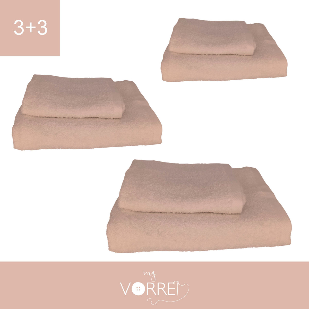 Coppia Spugna Viso+Ospite (3+3) Gr 450 MQ Cotone 100%| Misura Viso 60x110cm - Ospite 35x53cm