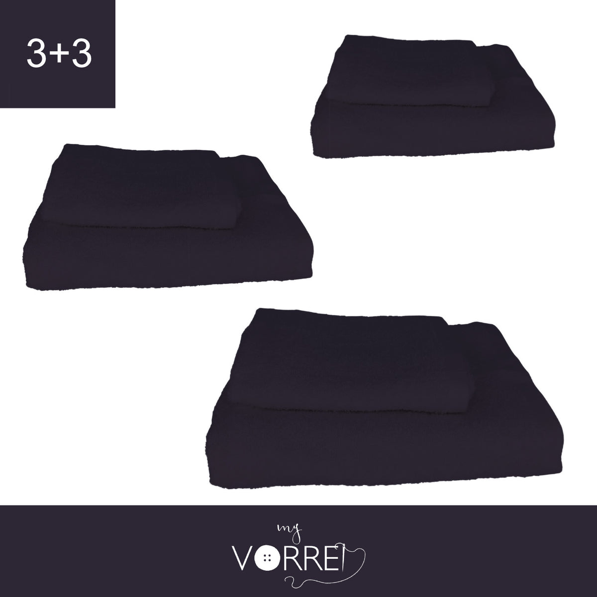 Coppia Spugna Viso+Ospite (3+3) Gr 450 MQ Cotone 100%| Misura Viso 60x110cm - Ospite 35x53cm