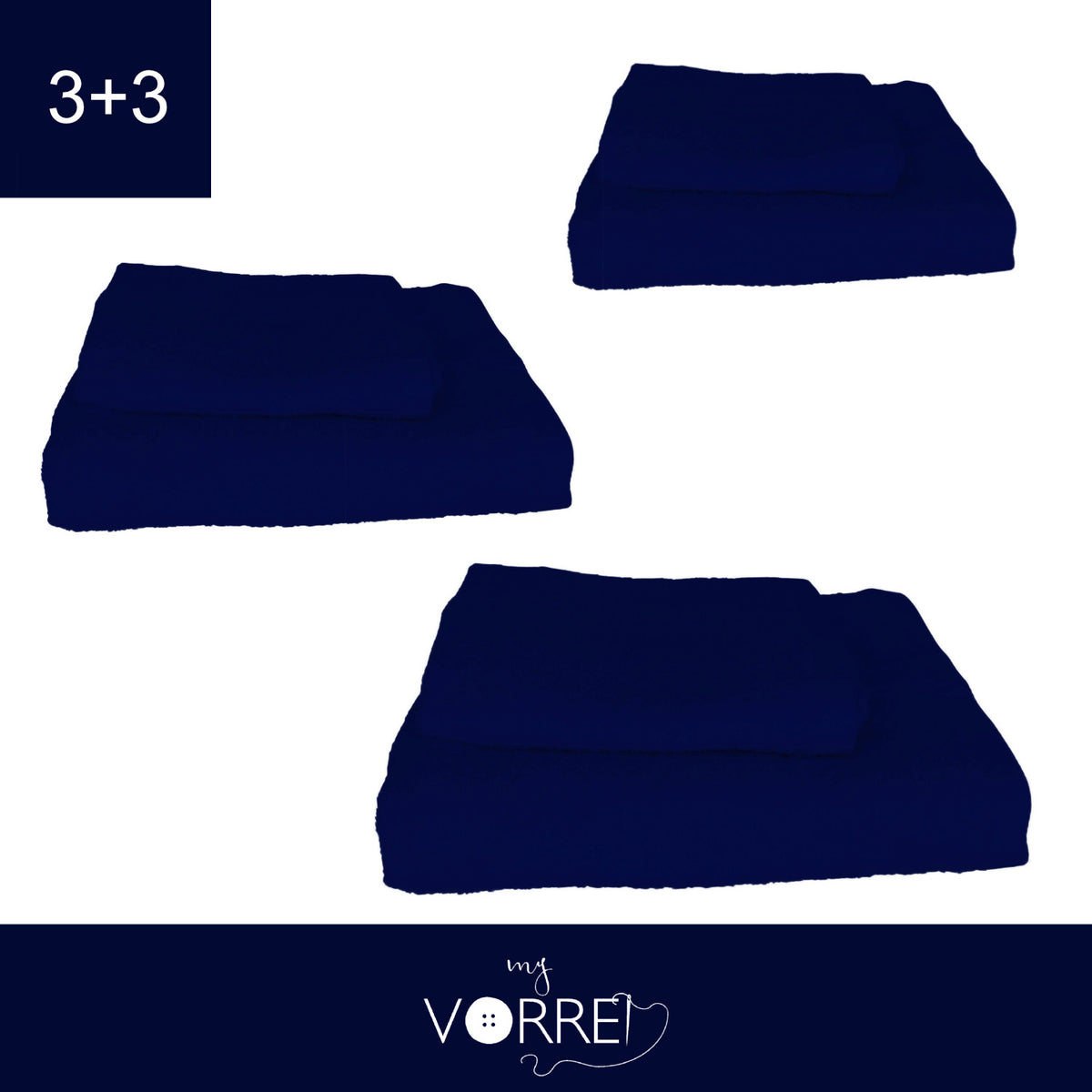 Coppia Spugna Viso+Ospite (3+3) Gr 450 MQ Cotone 100%| Misura Viso 60x110cm - Ospite 35x53cm