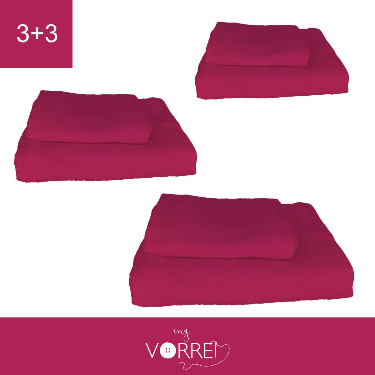 Coppia Spugna Viso+Ospite (3+3) Gr 450 MQ Cotone 100%| Misura Viso 60x110cm - Ospite 35x53cm