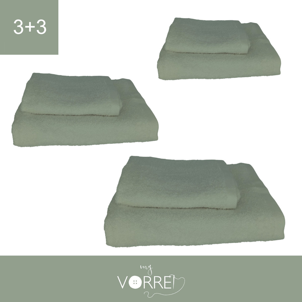 Coppia Spugna Viso+Ospite (3+3) Gr 450 MQ Cotone 100%| Misura Viso 60x110cm - Ospite 35x53cm