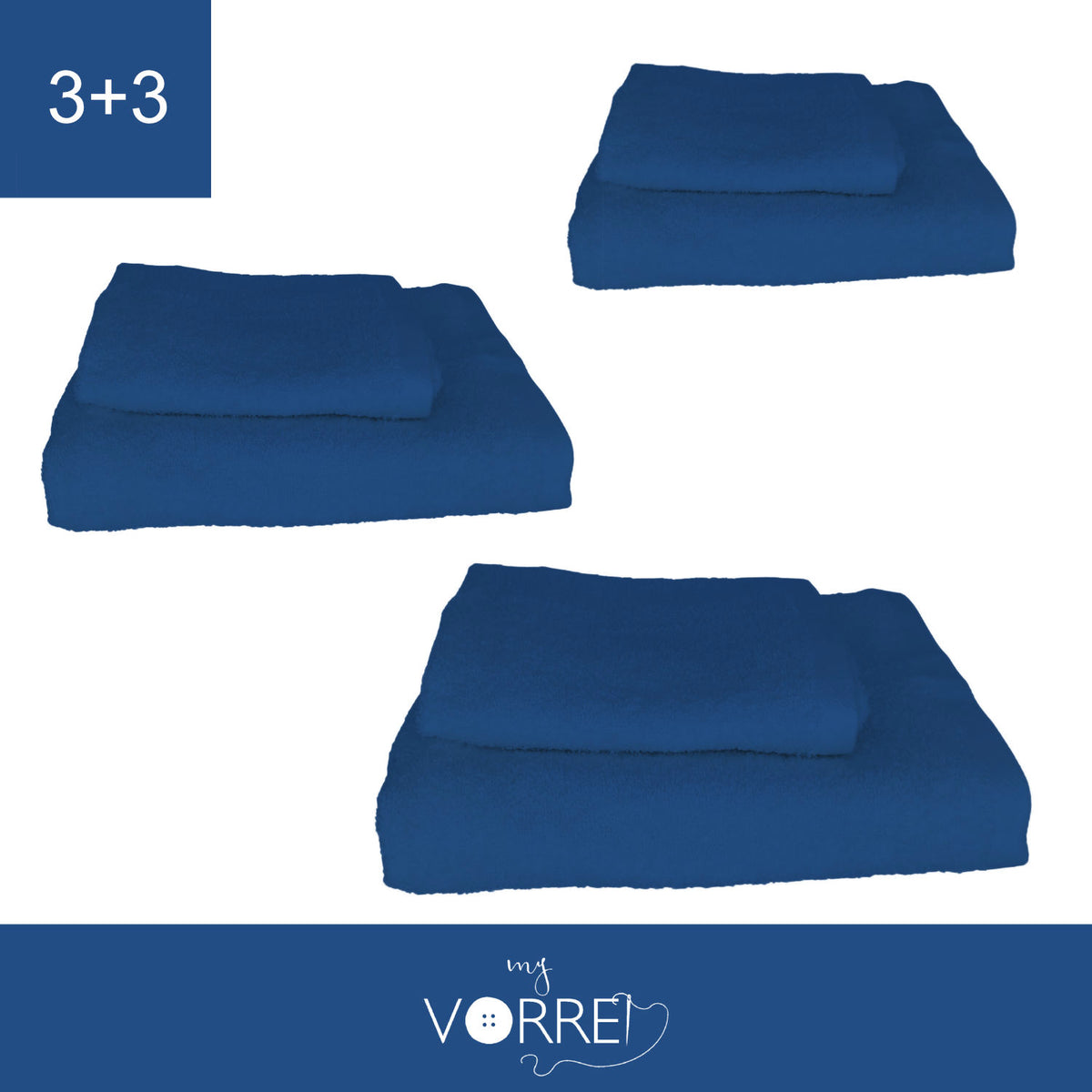 Coppia Spugna Viso+Ospite (3+3) Gr 450 MQ Cotone 100%| Misura Viso 60x110cm - Ospite 35x53cm