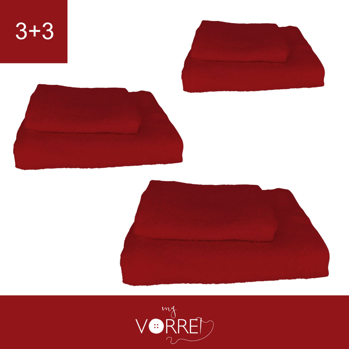 Coppia Spugna Viso+Ospite (3+3) Gr 450 MQ Cotone 100%| Misura Viso 60x110cm - Ospite 35x53cm