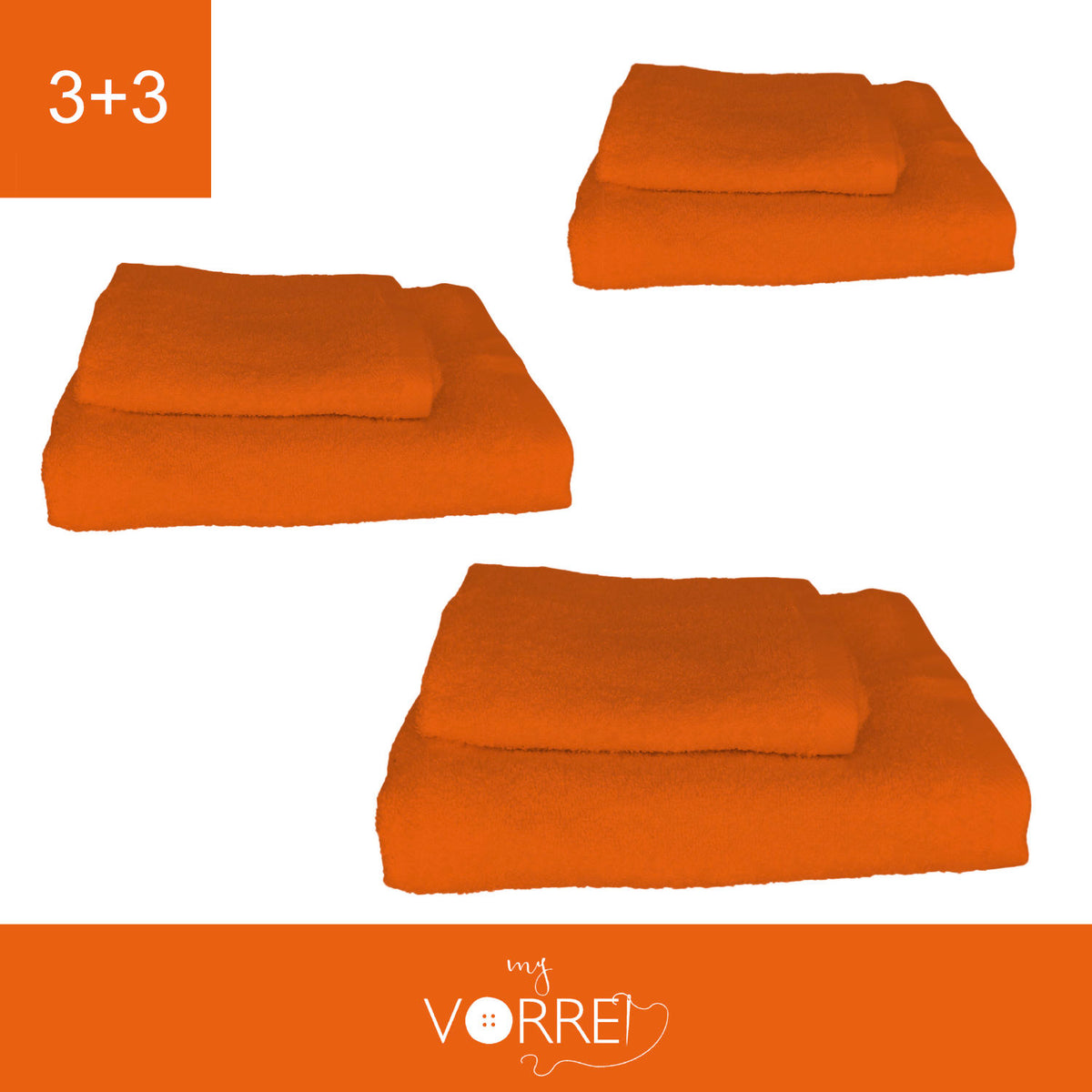 Coppia Spugna Viso+Ospite (3+3) Gr 450 MQ Cotone 100%| Misura Viso 60x110cm - Ospite 35x53cm