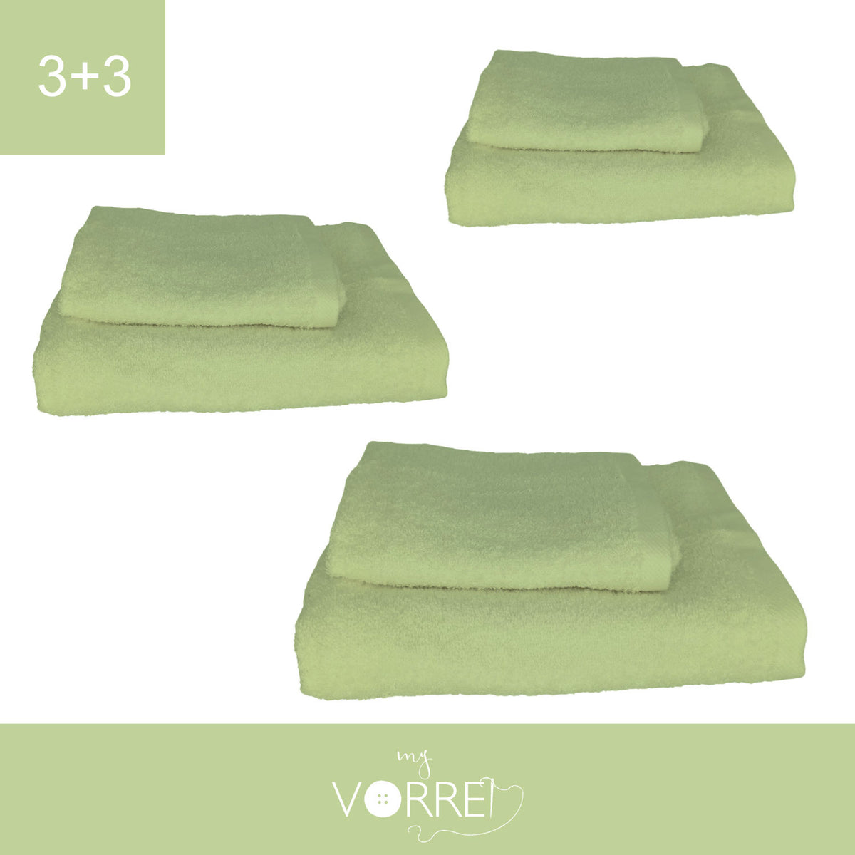 Coppia Spugna Viso+Ospite (3+3) Gr 450 MQ Cotone 100%| Misura Viso 60x110cm - Ospite 35x53cm
