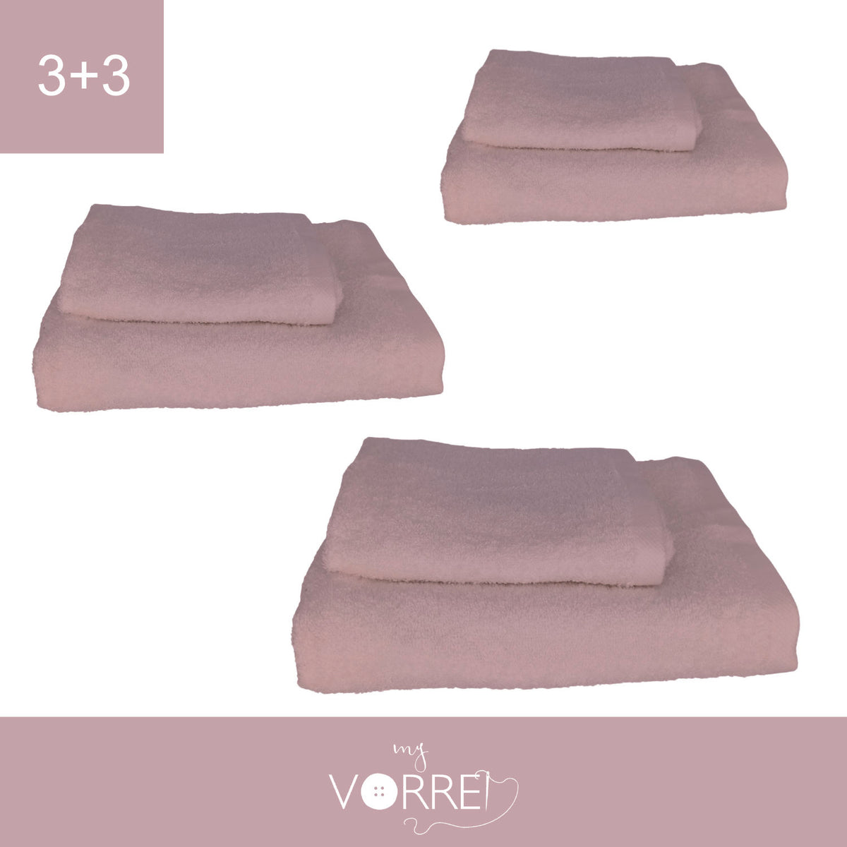 Coppia Spugna Viso+Ospite (3+3) Gr 450 MQ Cotone 100%| Misura Viso 60x110cm - Ospite 35x53cm