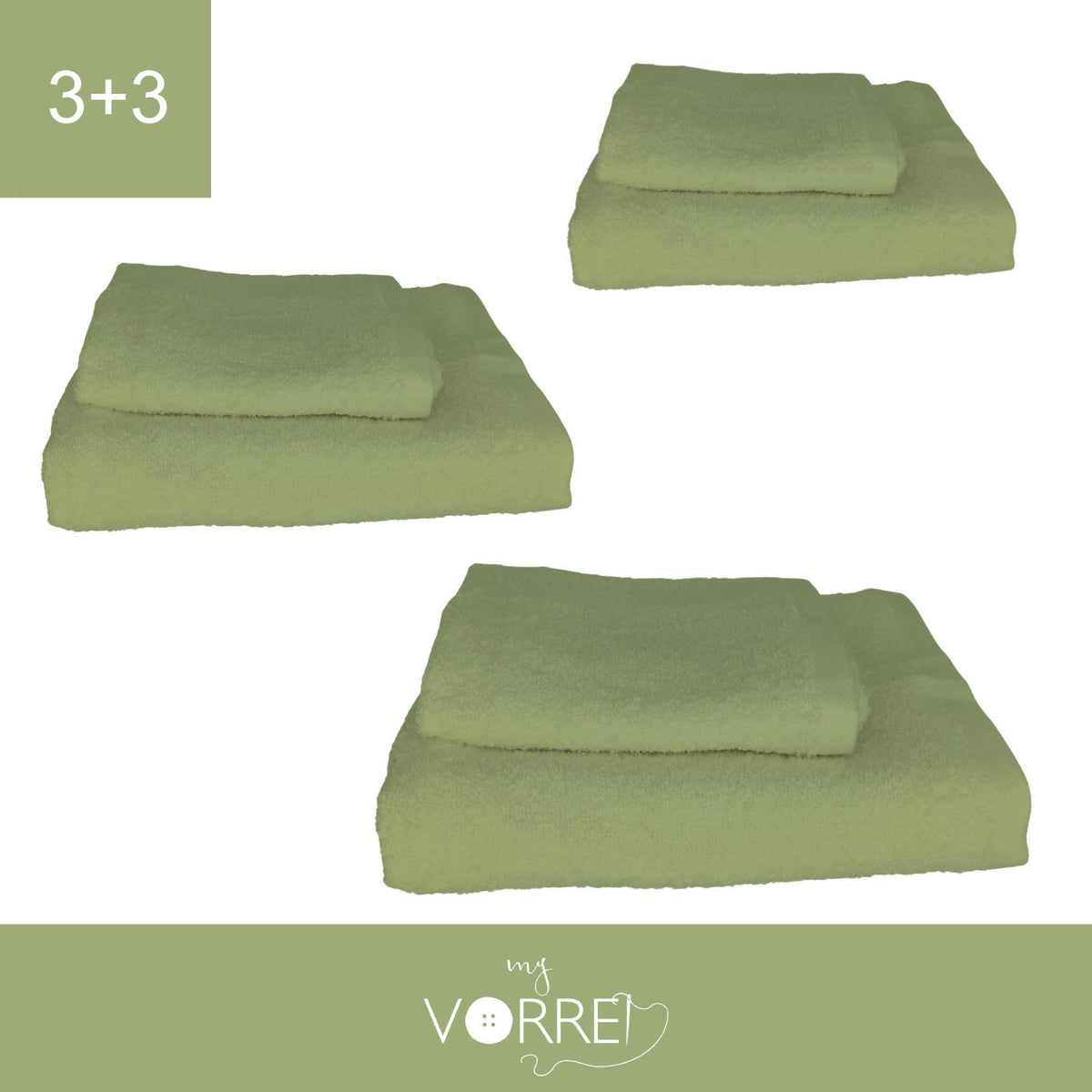 Coppia Spugna Viso+Ospite (3+3) Gr 450 MQ Cotone 100%| Misura Viso 60x110cm - Ospite 35x53cm