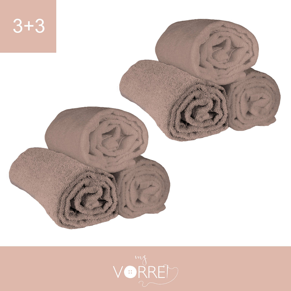 Telo Bagno - 3+3 in Spugna Cotone 100 cm 100x150