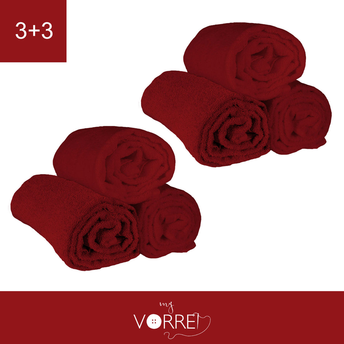 Telo Bagno - 3+3 in Spugna Cotone 100 cm 100x150