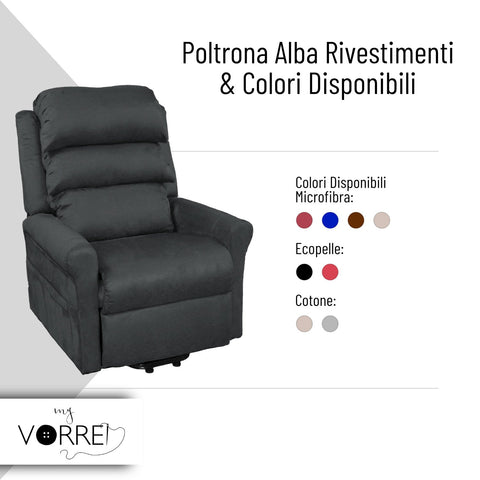 Poltrona Relax 2 Motori | Alzapersona | Dispositivo Medico IVA 4% per gli aventi diritto  | in 3 Tipi di Rivestimento | Alba