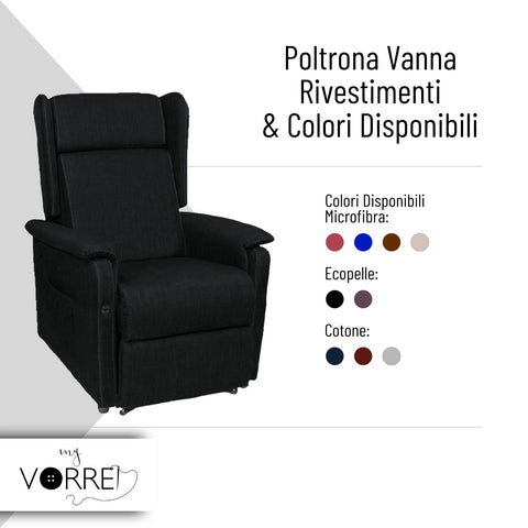 Poltrona Relax 2 Motori | Dispositivo Medico con Porta USB | Poggiatesta Regolabile | 3 Tipi di Rivestimento | Vanna