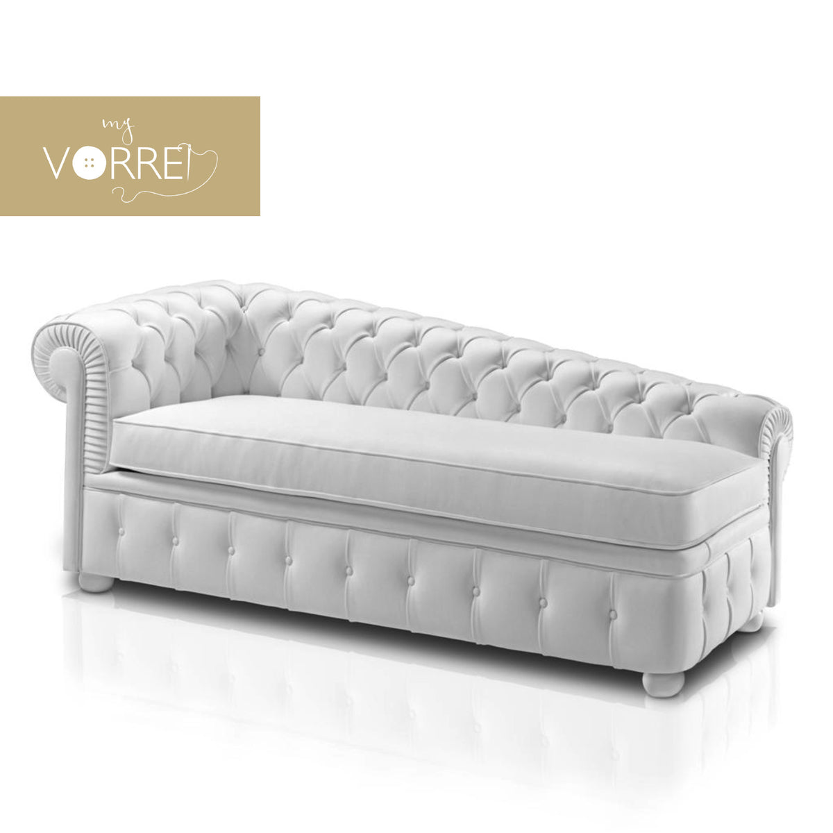 Divano Dormeuse Chesterfield in 5 tipi di Vera Pelle| Made in Italy |cm 175x83 h 72 | Spedizione Gratuita dei campioni della Pelle in tutta Europa