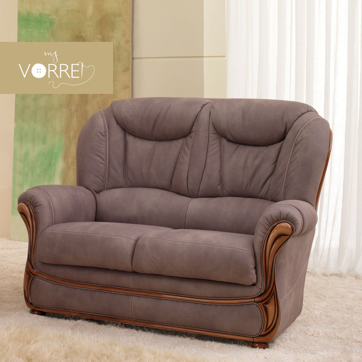Divano 2 Posti Vera Pelle | Made in Italy |cm 135x95 h 102 | 16 Colori in Vera Pelle | Spedizione Gratuita dei campioni della Pelle in tutta Europa Grenoble