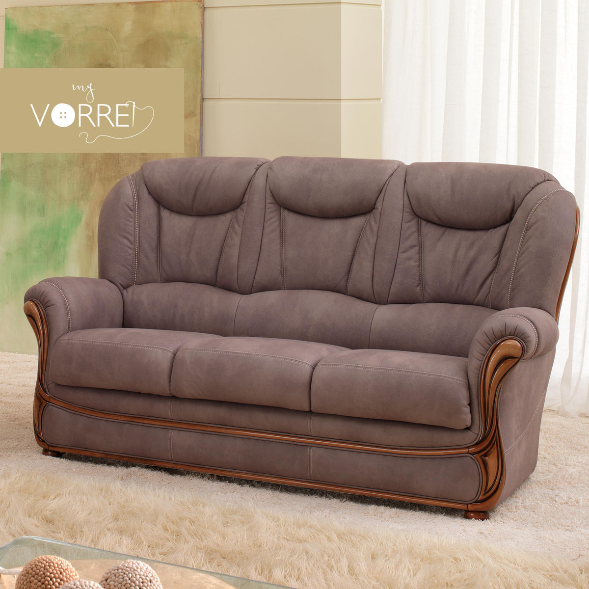 Divano 3 Posti in Vera Pelle | Made in Italy | cm 182x95 h 102 | 16 Colori in Vera Pelle | Spedizione Gratuita dei campioni in tutta Europa della Pelle Grenoble