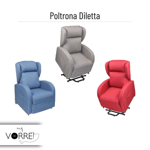 Poltrona Relax 1 Motore | Dispositivo Medico Iva 4% per gli aventi diritto | Kit Vibro Massaggio con Riscaldamento Zona Lombare Rivestimento 2 Tipi di Tessuto | Diletta