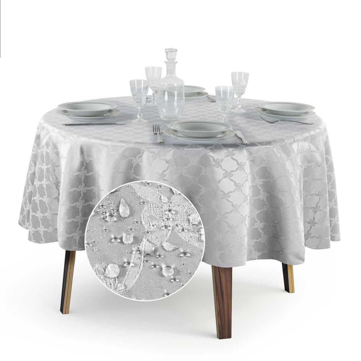 Tovaglia Rotonda Antimacchia Fiocco in Poliestere 100% | Misure Small