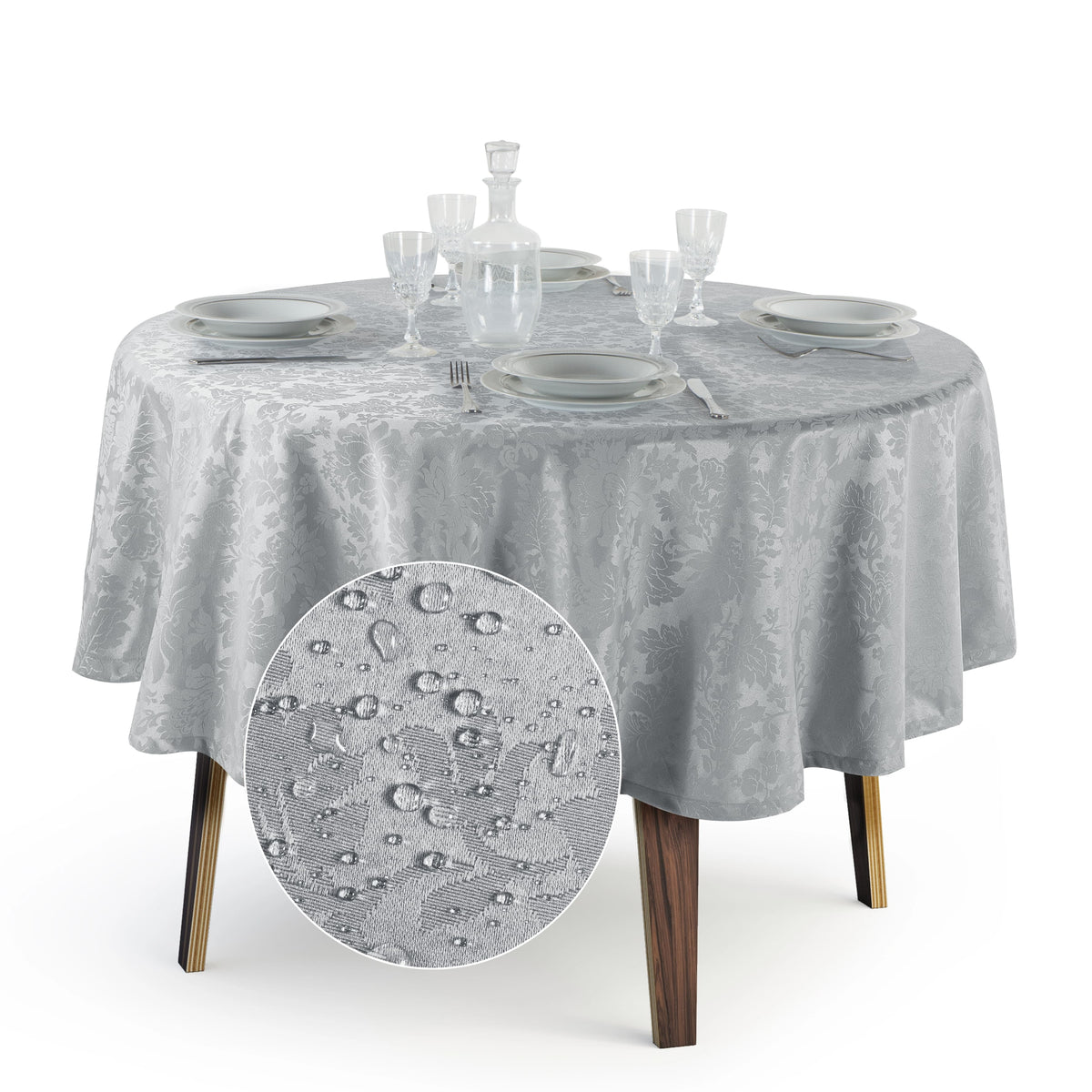 Tovaglia Rotonda Antimacchia Jacquard in Poliestere 100% | Misure Small
