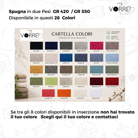 Asciugamani Viso+Ospite | 100% Cotone | 2 Pesi | Personalizzabili